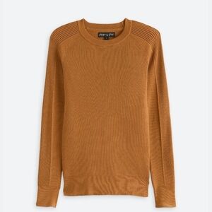 Camel Mesh Sleeve Rib Sweater